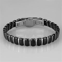 Alamode High polished (no plating) Stainless Steel Bracelet with Ceramic in Jet - Flyclothing LLC