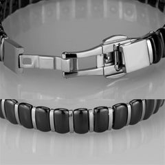 Alamode High polished (no plating) Stainless Steel Bracelet with Ceramic in Jet - Flyclothing LLC