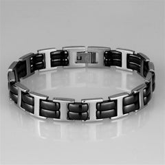 Alamode High polished (no plating) Stainless Steel Bracelet with Ceramic in Jet - Flyclothing LLC