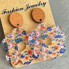 Flower Shape Acrylic Dangle Earrings - Flyclothing LLC