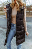 Longline Hooded Sleeveless Puffer Vest - Flyclothing LLC