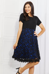 Yelete Full Size Contrasting Lace Midi Dress - Flyclothing LLC