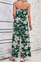 Floral Strapless Wide Leg Jumpsuit - Flyclothing LLC