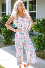 Floral Spaghetti Strap Scoop Neck Jumpsuit - Flyclothing LLC