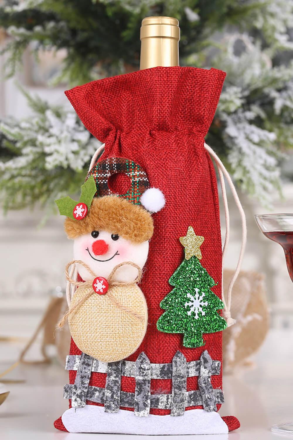 4-Pack Drawstring Christmas Wine Bottle Covers - Flyclothing LLC