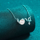 Natural Pearl Moissanite 925 Sterling Silver Necklace - Flyclothing LLC