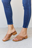 Weeboo Step Into Summer Criss Cross Wooden Clog Mule in Brown - Flyclothing LLC