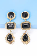 Geometrical Shape Zinc Alloy Frame Glass Dangle Earrings - Flyclothing LLC