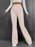 Ribbed High Waist Bootcut Pants - Flyclothing LLC