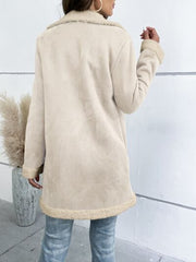 Contrast Button Up Lapel Collar Long Sleeve Coat - Trendsi