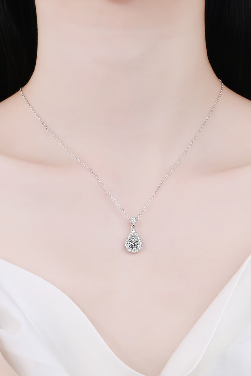 2 Carat Moissanite Teardrop Pendant 925 Sterling Silver Necklace - Flyclothing LLC