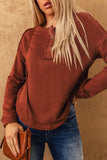 Exposed Seams Round Neck Long Sleeve Blouse - Trendsi