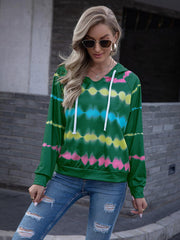 Tie Dye Raglan Sleeve Hoodie - Trendsi