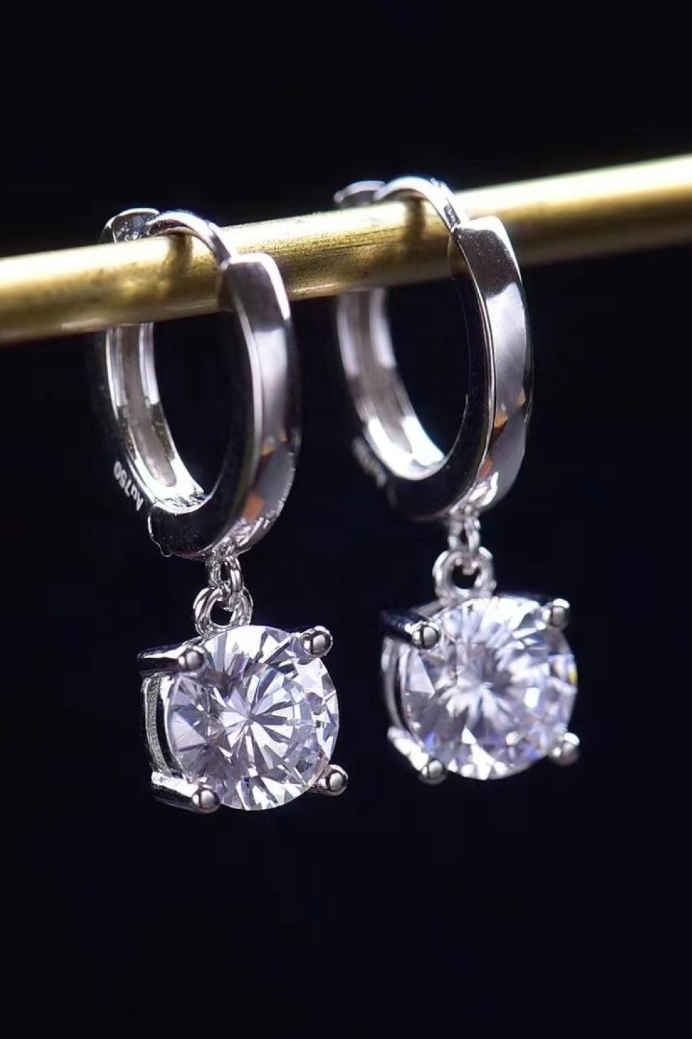 Feel The Surprise 1 Carat Moissanite Platinum-Plated Drop Earrings - Flyclothing LLC