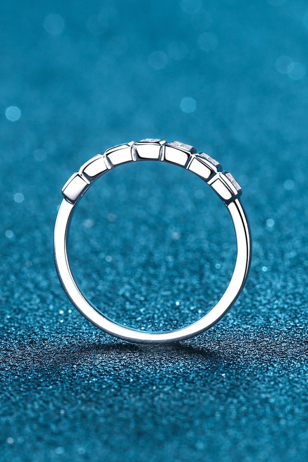 Moissanite Rhodium-Plated Half-Eternity Ring - Flyclothing LLC