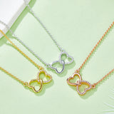 Moissanite 925 Sterling Silver Heart Bow Necklace - Flyclothing LLC