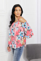 Sew In Love Full Size Fresh Take  Floral Cold-Shoulder Top - Flyclothing LLC