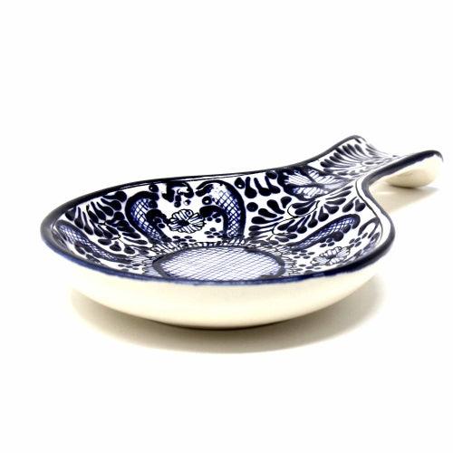 Handmade Pottery Spoon Rest, Blue Flower - Encantada - Flyclothing LLC