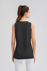 Slit Round Neck Tank - Flyclothing LLC