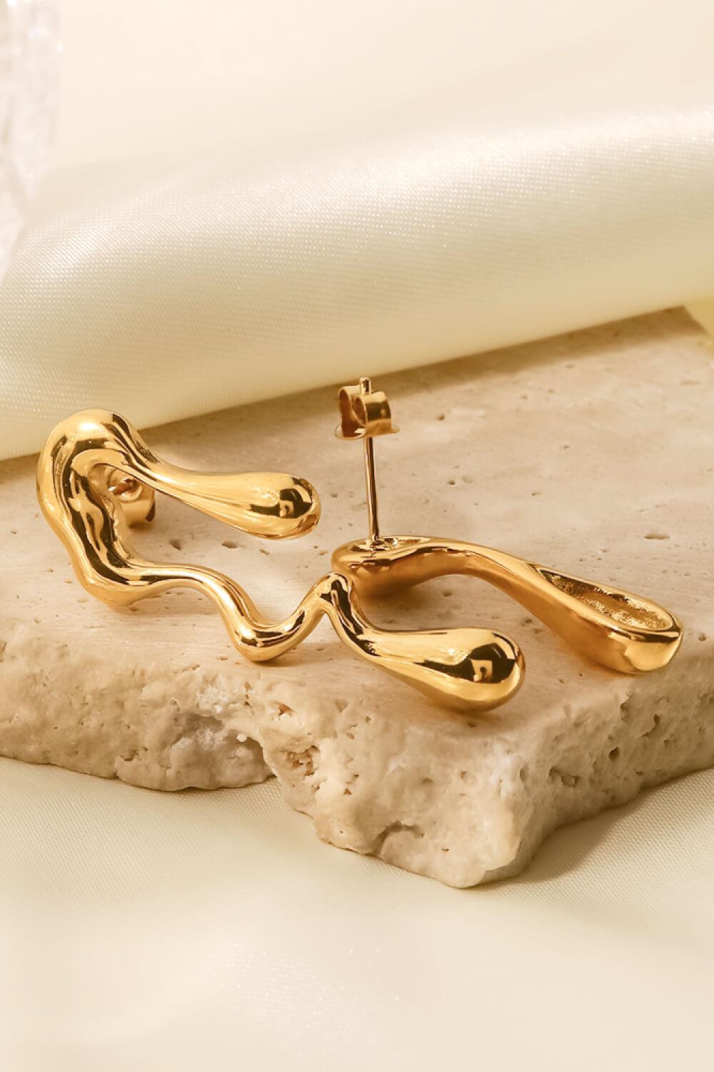 18K Gold Plated Geometric Mismatched Earrings - Flyclothing LLC