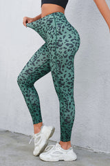 Leopard Print Wide Waistband Leggings - Flyclothing LLC