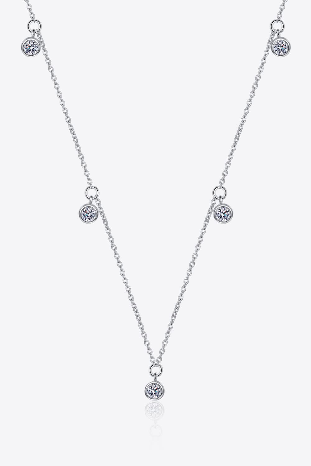 Moissanite Rhodium-Plated Necklace - Flyclothing LLC