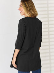 Pocketed Round Neck Half Sleeve Blouse - Flyclothing LLC