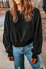 Round Neck Open Back Sweatshirt - Flyclothing LLC