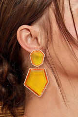 Geometrical Shape Zinc Alloy Frame Resin Dangle Earrings - Flyclothing LLC