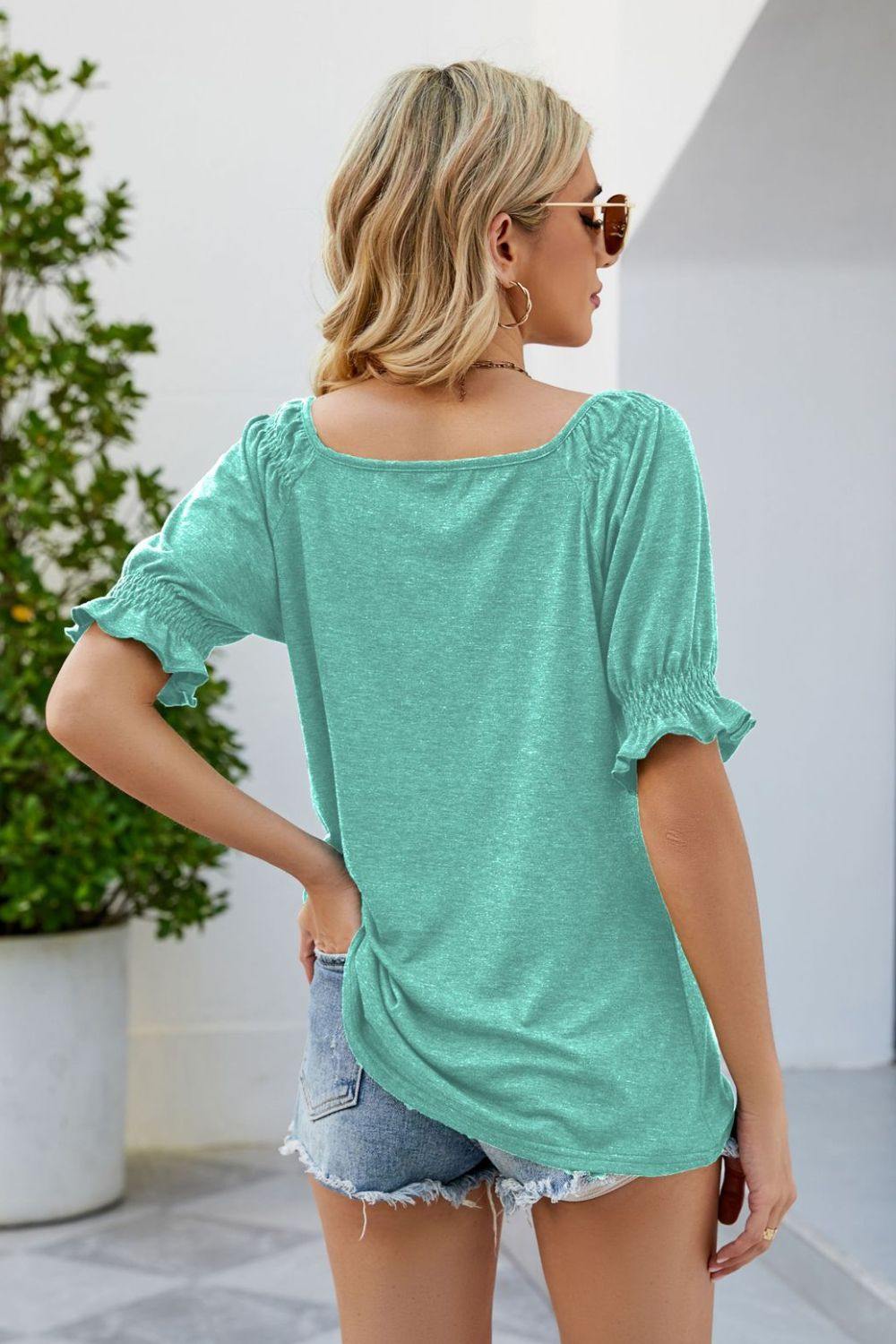 Short Flounce Sleeve Top - Flyclothing LLC