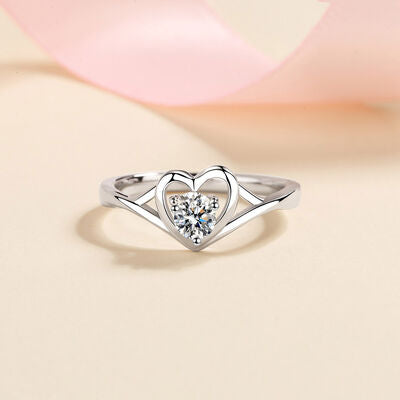 Moissanite Heart 925 Sterling Silver Ring - Flyclothing LLC