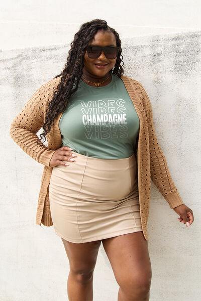 Simply Love Full Size CHAMPAGNE VIBES Round Neck T-Shirt - Flyclothing LLC