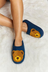 Melody Teddy Bear Print Plush Slide Slippers - Flyclothing LLC