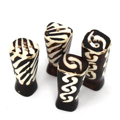 African Natural Bone Salt & Pepper Shakers, Traditional Batik Designs - Flyclothing LLC