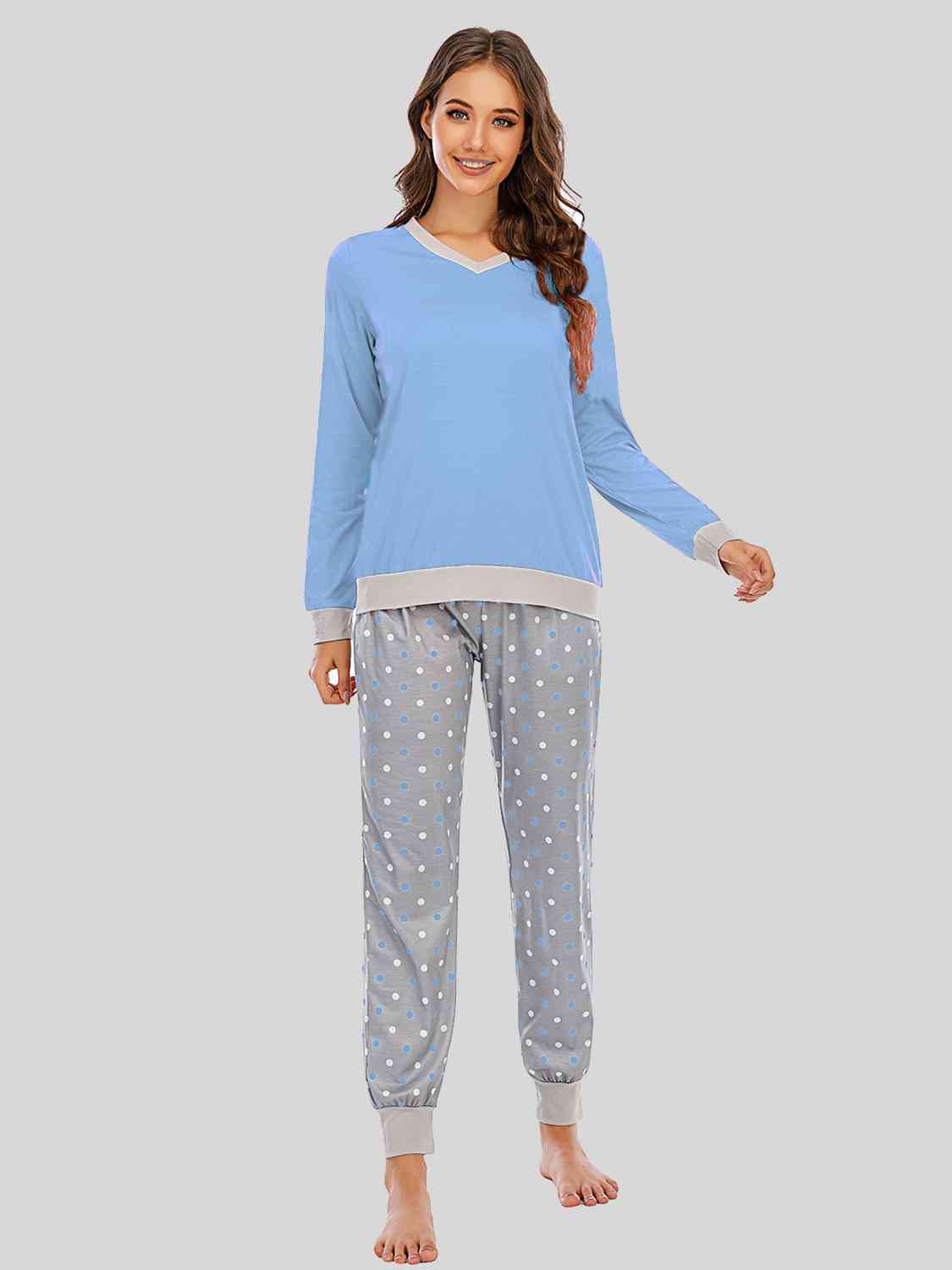 Long Sleeve Top and Polka Dot Pants Set - Flyclothing LLC