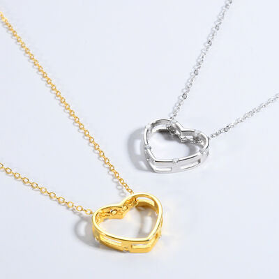 Heart Inlaid Zircon Spring Ring Closure Necklace - Flyclothing LLC