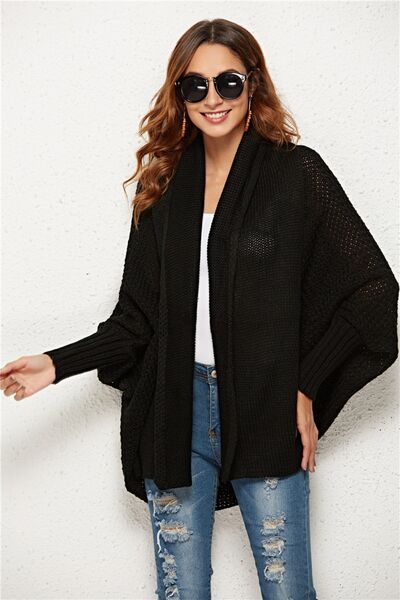 Open Front Batwing Sleeve Cardigan - Flyclothing LLC