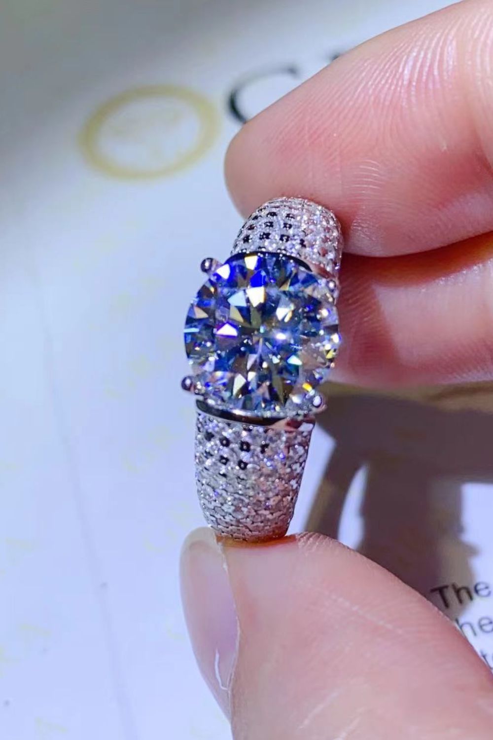 3 Carat Moissanite Side Stone Ring - Flyclothing LLC