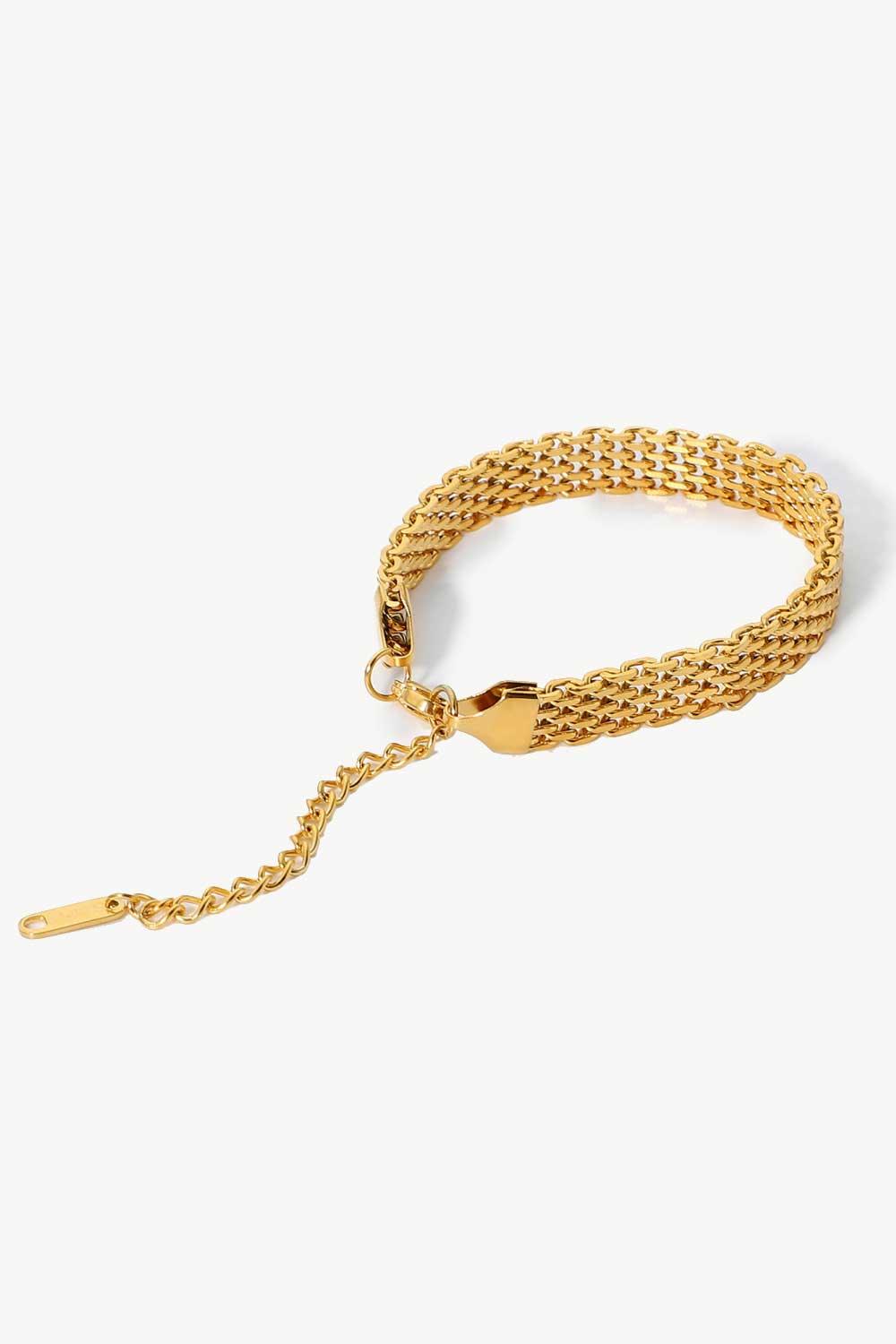 18K Gold-Plated Wide Chain Bracelet - Flyclothing LLC