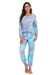 Tie-Dye Top and Drawstring Pants Lounge Set - Flyclothing LLC