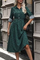 Polka Dot Tied Button Up Dress - Flyclothing LLC