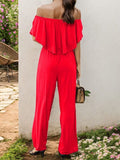 Off-Shoulder Wide Leg Jumpsuit - Flyclothing LLC