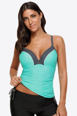 Contrast Sweetheart Neck Swim Cami - Flyclothing LLC