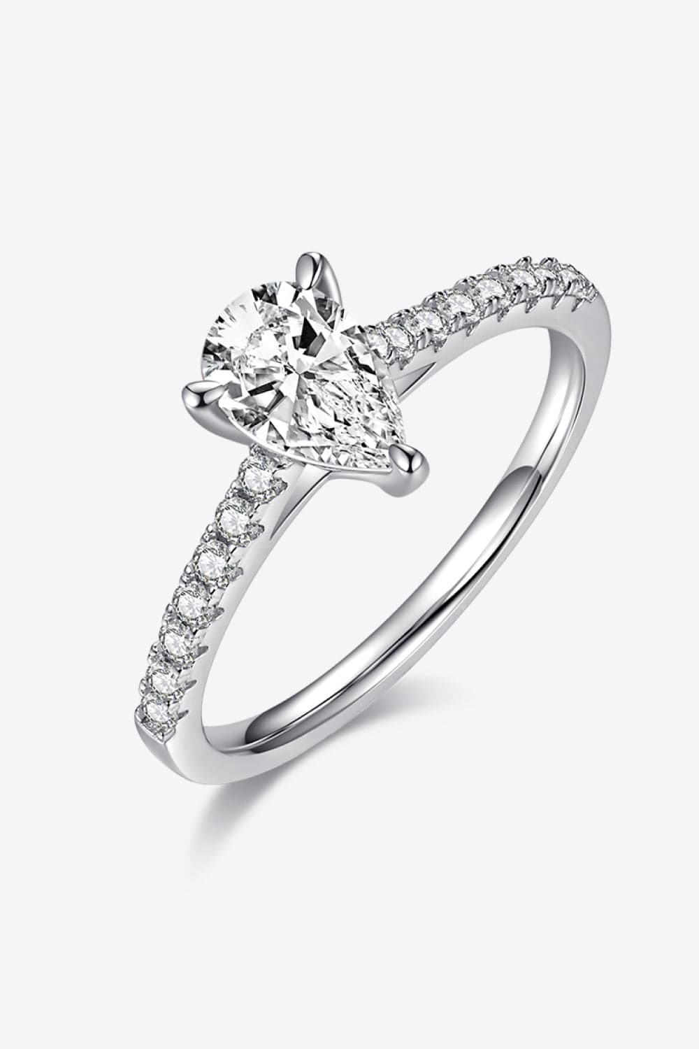 1 Carat Moissanite 925 Sterling Silver Side Stone Ring - Trendsi