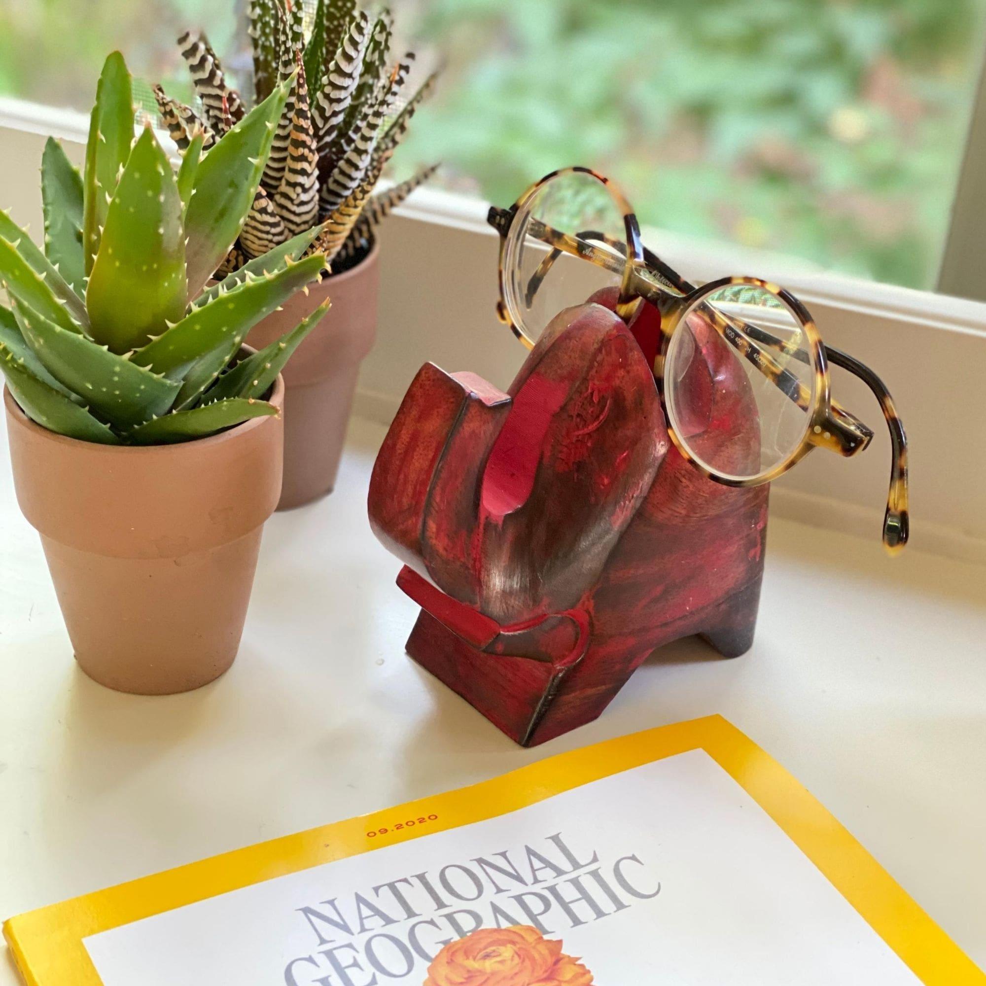 Elephant Eyeglass Stand in Red Wash - Flyclothing LLC