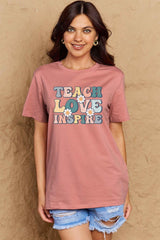 Simply Love Full Size TEACH LOVE INSPIRE Graphic Cotton T-Shirt - Flyclothing LLC