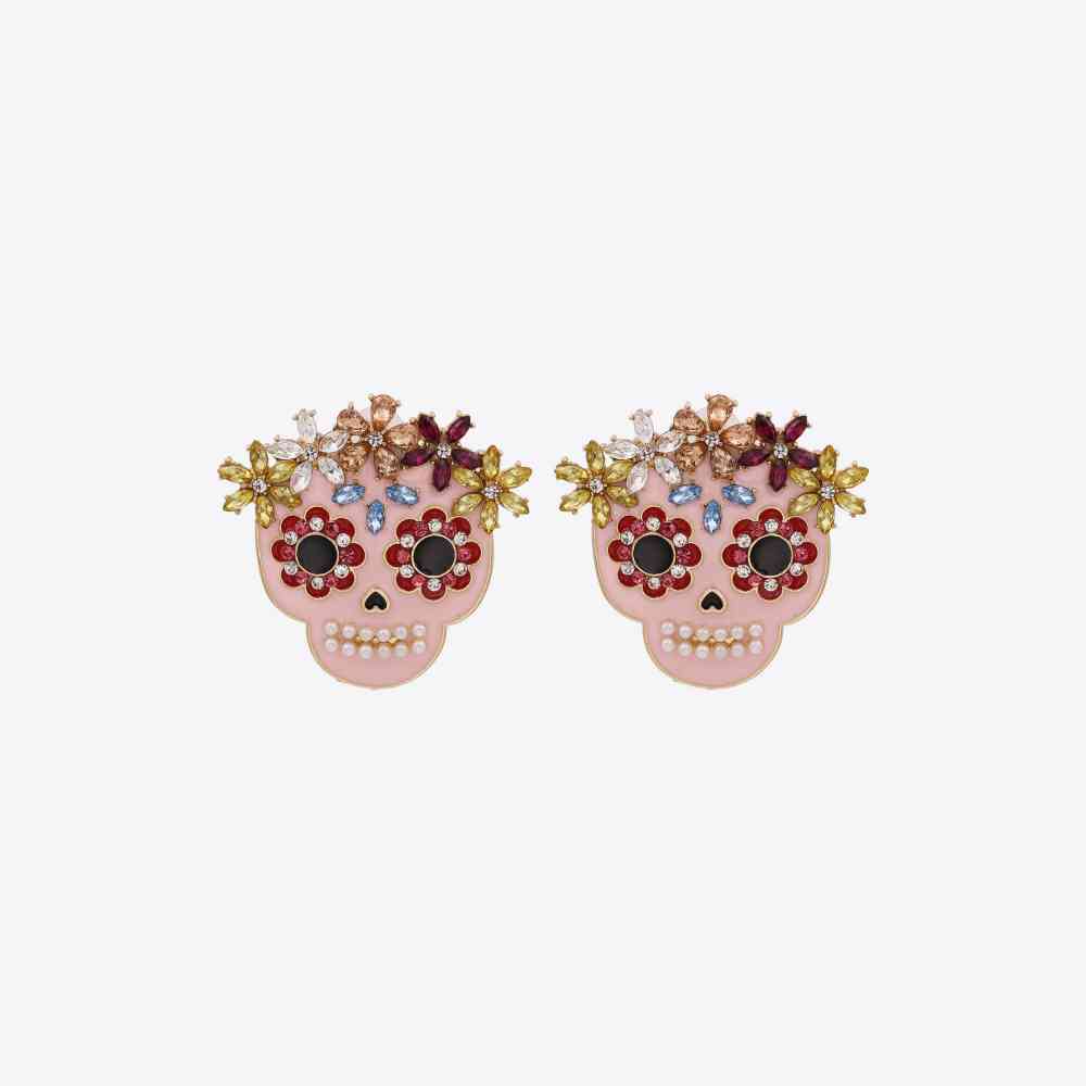 Skull Rhinestone Alloy Earrings - Flyclothing LLC