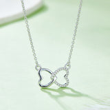 Moissanite 925 Sterling Silver Heart Bow Necklace - Flyclothing LLC