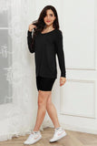 Basic Bae Full Size V-Neck Long Sleeve Top - Trendsi