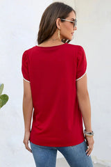 Round Neck Petal Sleeve T-Shirt - Flyclothing LLC